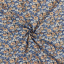 Printed Cotton KALMIA Dark Blue / Chamois